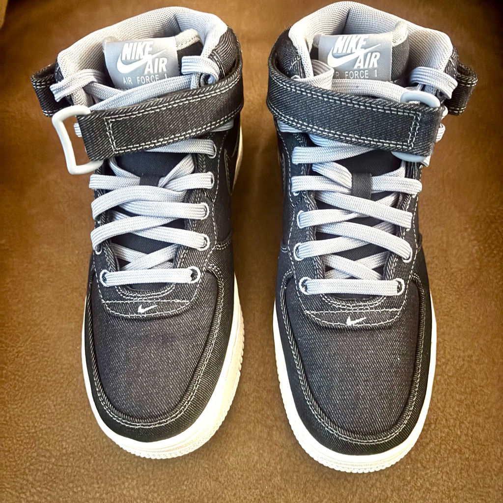 Authentic Wmns Nike Air Force 1 07 Mid Obsidian Blue White Denim 6.5 Dd9625-400